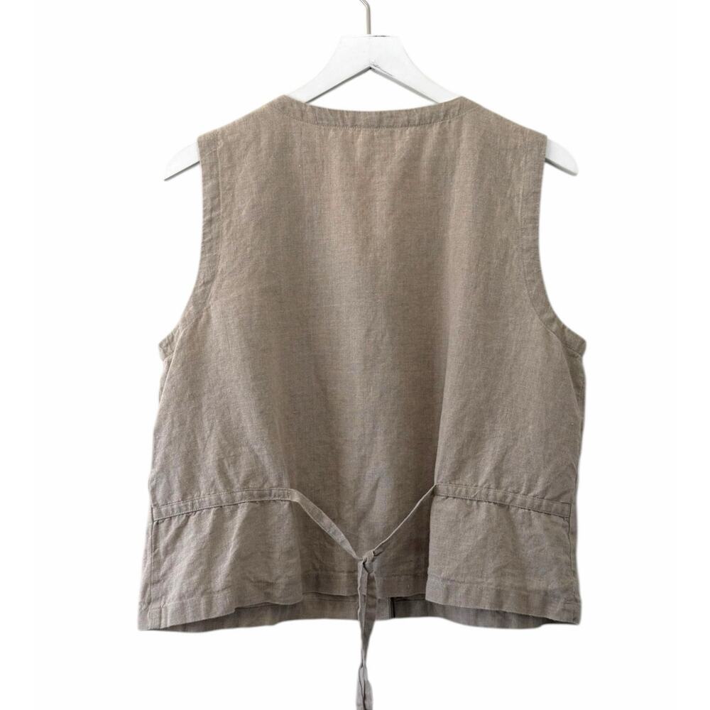 Eileen Fisher Organic Linen Button Front Vest Tank Natural Size Medium - Picture 2 of 8